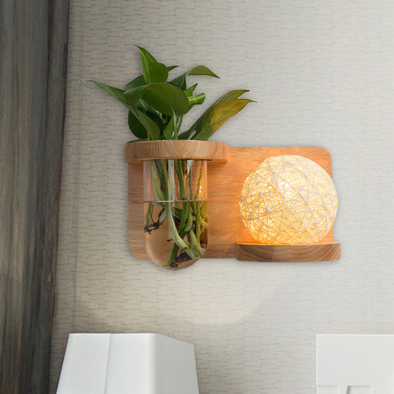 Vivolux | 1 Hoofd Barrel/Globe Wandlamp Industriële Hout Opale Glas LED Wandverlichting voor Woonkamer, Links/Rechts