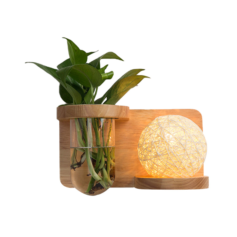 Vivolux | 1 Hoofd Barrel/Globe Wandlamp Industriële Hout Opale Glas LED Wandverlichting voor Woonkamer, Links/Rechts