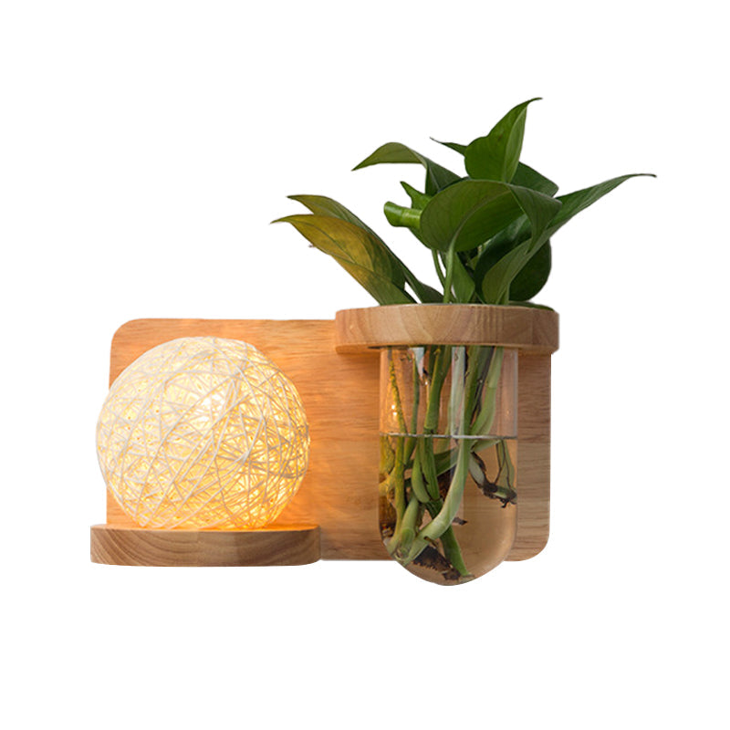 Vivolux | 1 Hoofd Barrel/Globe Wandlamp Industriële Hout Opale Glas LED Wandverlichting voor Woonkamer, Links/Rechts