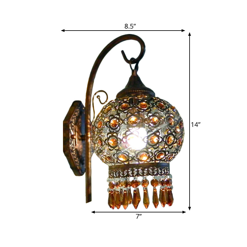 Vivolux | Rust 1-Lampe Wandleuchte Bohemian Metall Global Wandmontage Beleuchtung mit hängendem Kristall für Schlafzimmer