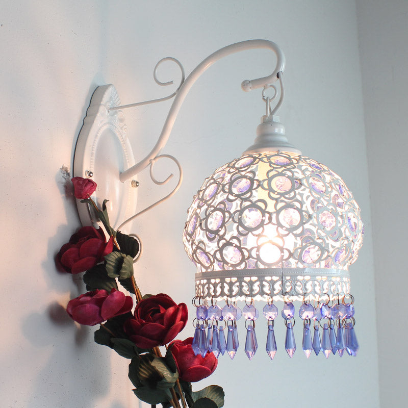 Vivolux | Traditionelle Kuppel Wand Sconce Lampe 1 Glühbirne Metall Wandmontage Licht in Weiß/Rosa/Orange für Wohnzimmer
