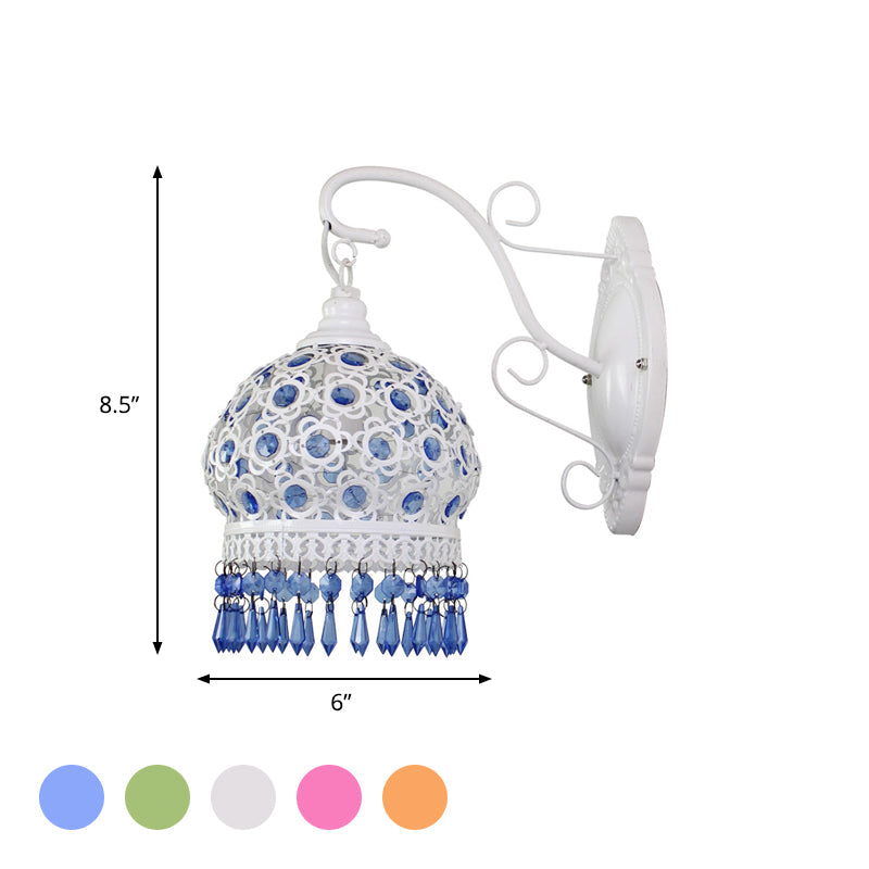 Vivolux | Traditionelle Kuppel Wand Sconce Lampe 1 Glühbirne Metall Wandmontage Licht in Weiß/Rosa/Orange für Wohnzimmer