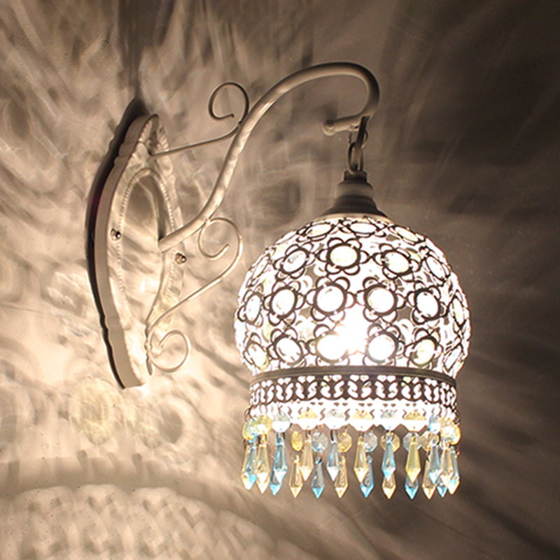 Vivolux | Traditionelle Kuppel Wand Sconce Lampe 1 Glühbirne Metall Wandmontage Licht in Weiß/Rosa/Orange für Wohnzimmer