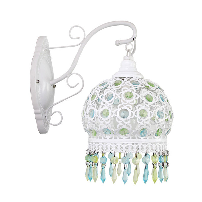 Vivolux | Traditionelle Kuppel Wand Sconce Lampe 1 Glühbirne Metall Wandmontage Licht in Weiß/Rosa/Orange für Wohnzimmer
