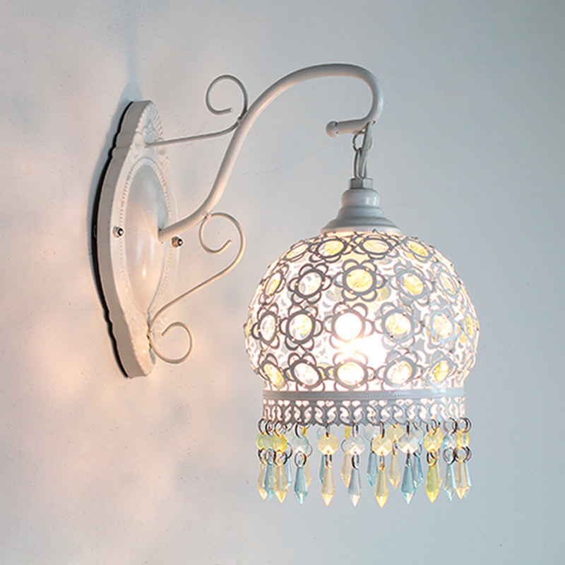 Vivolux | Traditionelle Kuppel Wand Sconce Lampe 1 Glühbirne Metall Wandmontage Licht in Weiß/Rosa/Orange für Wohnzimmer
