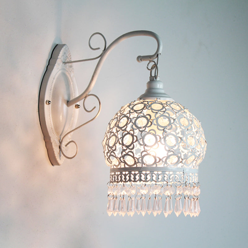 Vivolux | Traditionelle Kuppel Wand Sconce Lampe 1 Glühbirne Metall Wandmontage Licht in Weiß/Rosa/Orange für Wohnzimmer