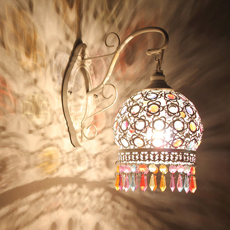 Vivolux | Traditionelle Kuppel Wand Sconce Lampe 1 Glühbirne Metall Wandmontage Licht in Weiß/Rosa/Orange für Wohnzimmer