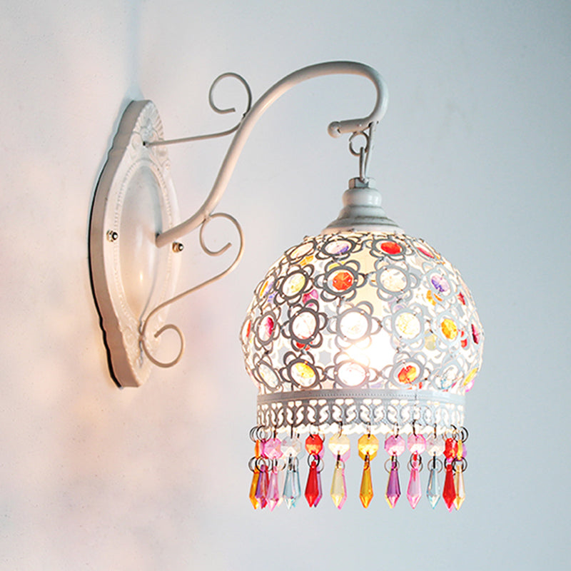 Vivolux | Traditionelle Kuppel Wand Sconce Lampe 1 Glühbirne Metall Wandmontage Licht in Weiß/Rosa/Orange für Wohnzimmer