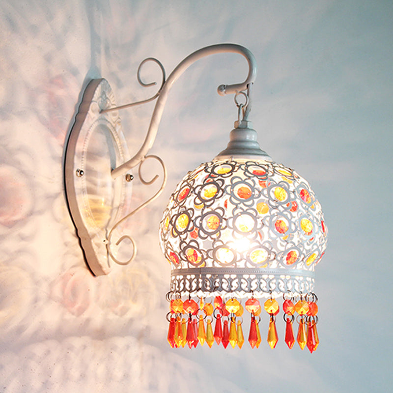 Vivolux | Traditionelle Kuppel Wand Sconce Lampe 1 Glühbirne Metall Wandmontage Licht in Weiß/Rosa/Orange für Wohnzimmer