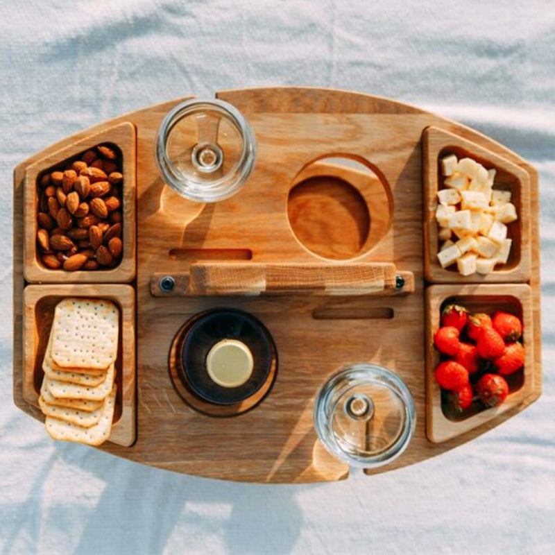 Vivolux | Tragbarer Holz Picknick Wein Tisch