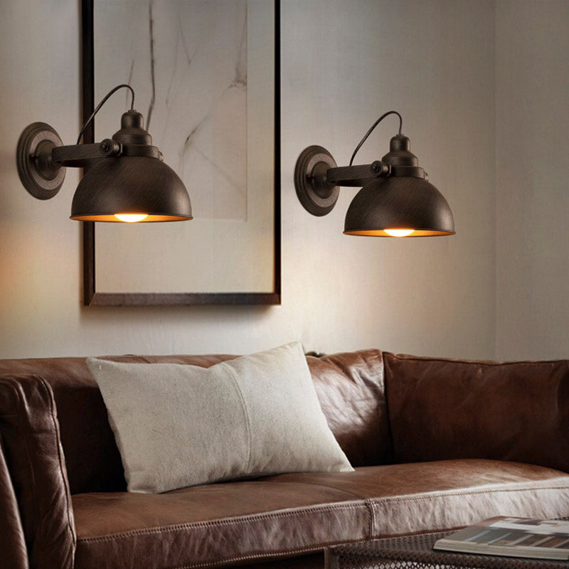 Vivolux | 1 Glühbirne Kuppel Wandlampe Licht Antik Stil Schwarz/Rost Schmiedeeisen Wandmontage Licht für Flur
