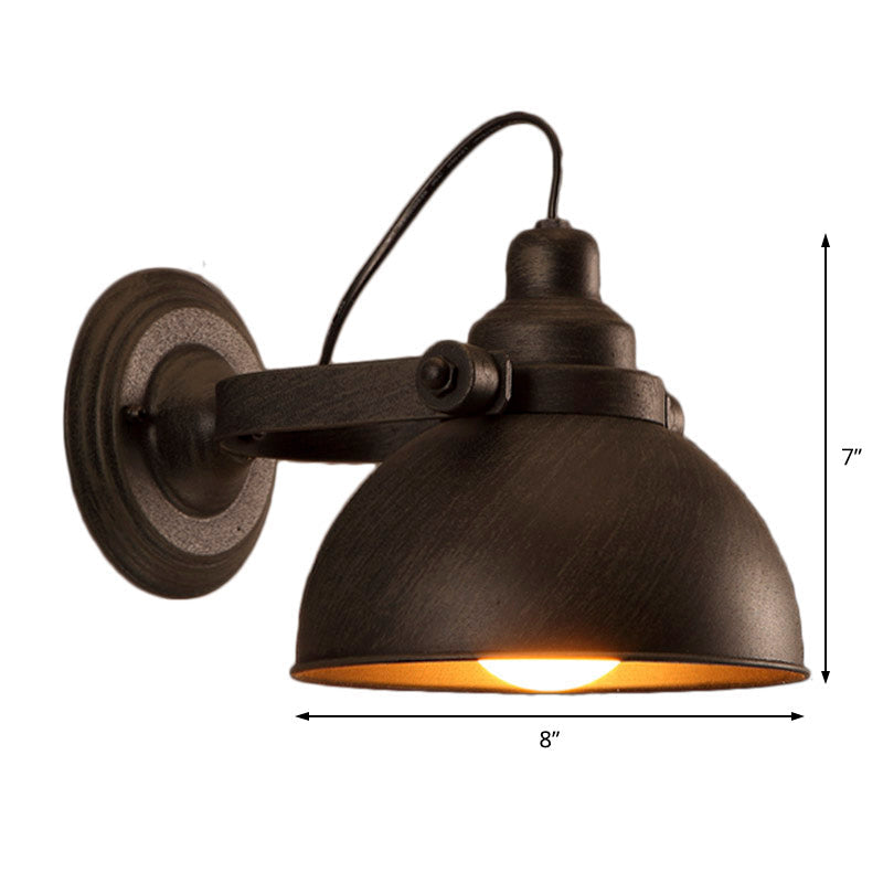 Vivolux | 1 Glühbirne Kuppel Wandlampe Licht Antik Stil Schwarz/Rost Schmiedeeisen Wandmontage Licht für Flur