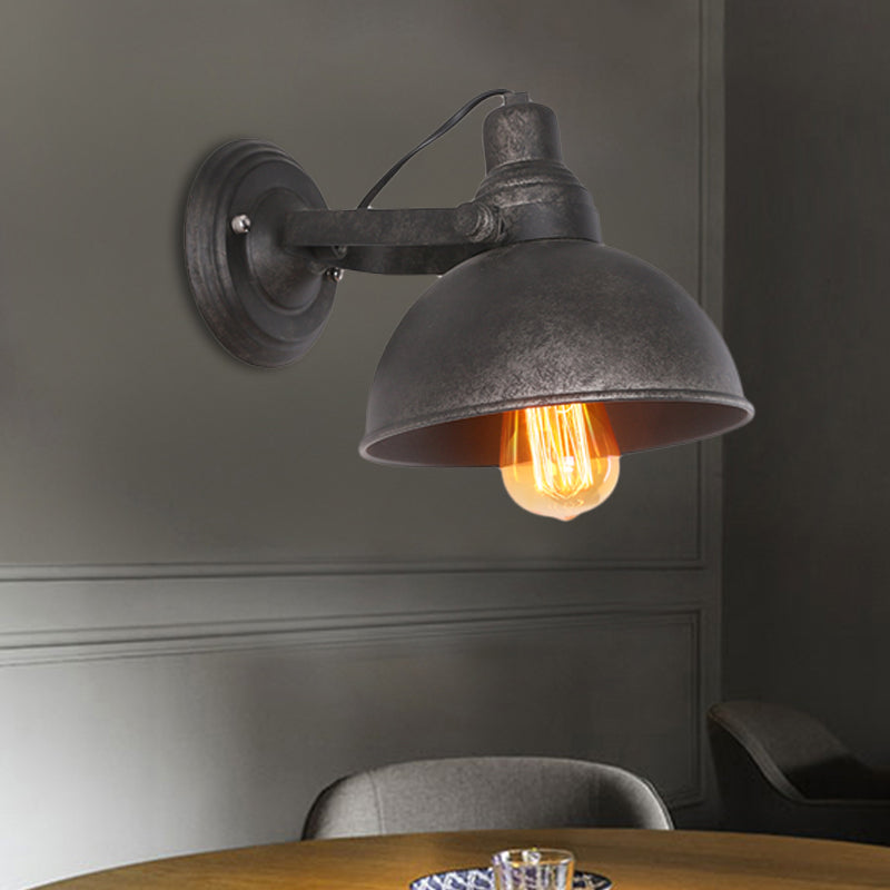 Vivolux | 1 Glühbirne Kuppel Wandlampe Licht Antik Stil Schwarz/Rost Schmiedeeisen Wandmontage Licht für Flur