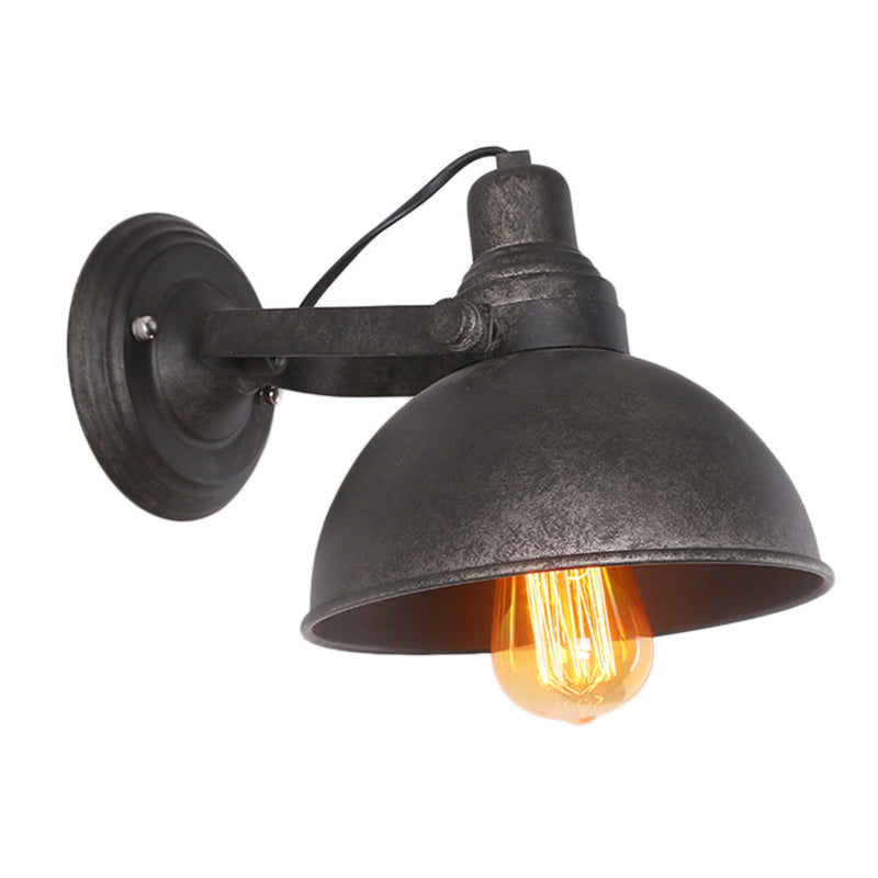 Vivolux | 1 Glühbirne Kuppel Wandlampe Licht Antik Stil Schwarz/Rost Schmiedeeisen Wandmontage Licht für Flur