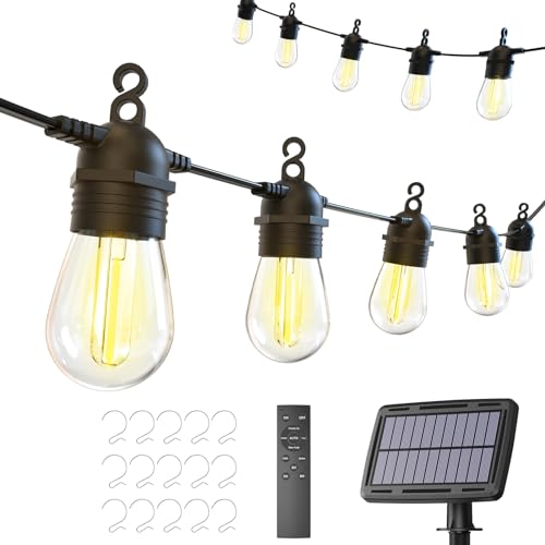 Vivolux | 52FT Solar Lichterkette für den Außenbereich mit Fernbedienung, Warmweiß