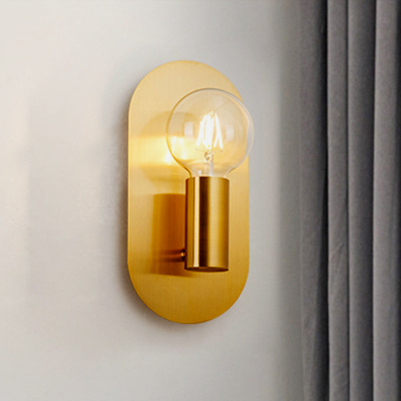 Vivolux | 1 Kopf Exponierte Glühbirne Wandmontage Lampe mit Ovalem Metall Rückwand Postmoderne Wandbeleuchtung in Gold