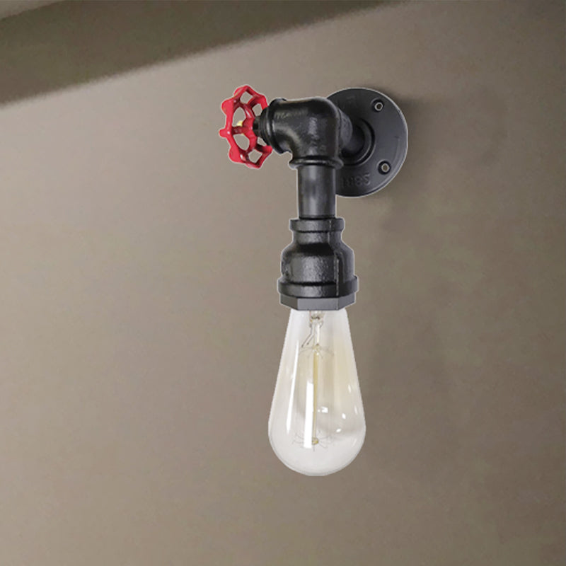 Vivolux | 1 Kop metalen wandverlichting industrieel zwart/antiek messing waterpijp slaapkamer wandlamp met klep