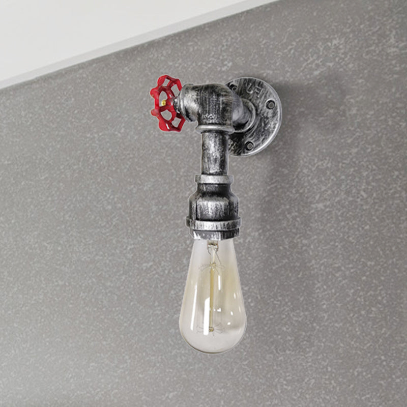 Vivolux | 1 Kop metalen wandverlichting industrieel zwart/antiek messing waterpijp slaapkamer wandlamp met klep