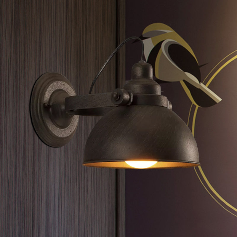 Vivolux | 1 Glühbirne Kuppel Wandlampe Licht Antik Stil Schwarz/Rost Schmiedeeisen Wandmontage Licht für Flur