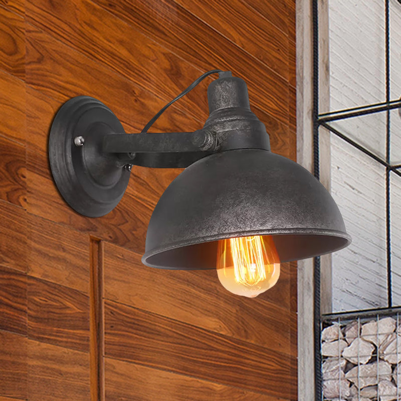Vivolux | 1 Glühbirne Kuppel Wandlampe Licht Antik Stil Schwarz/Rost Schmiedeeisen Wandmontage Licht für Flur