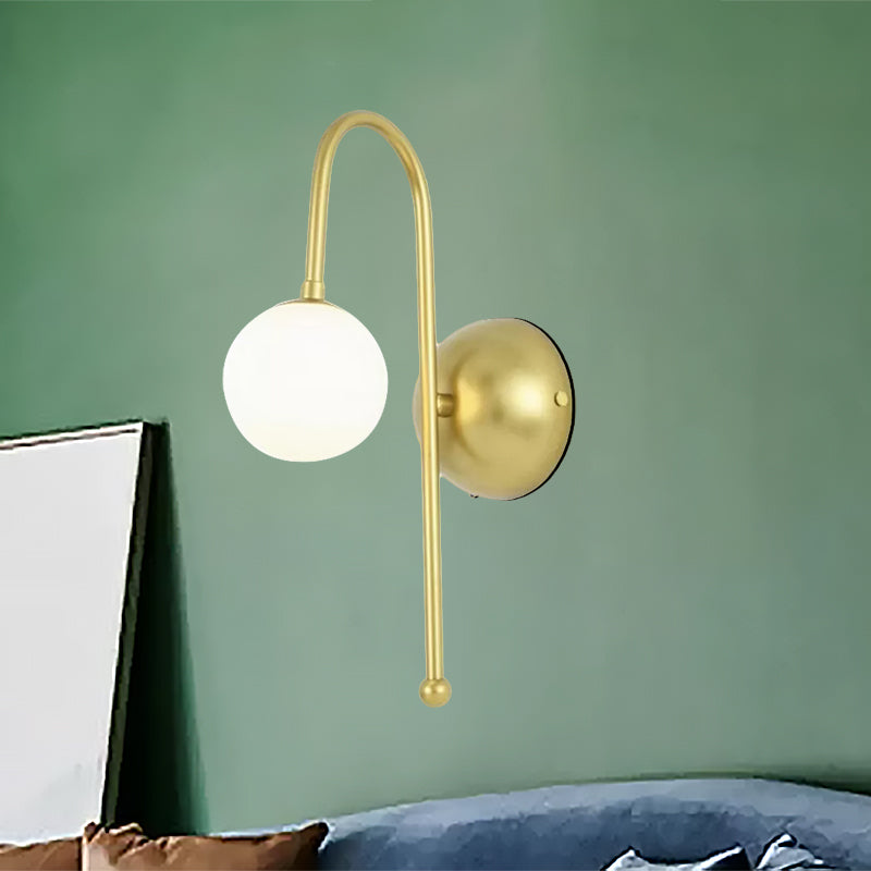 Vivolux | 1 Glühbirne Globus Wandmontierte Leuchte Modern Gold Opalglas Beleuchtung für das Wohnzimmer