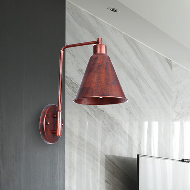 Vivolux | 1 Glühbirne Konische Wandlampe Vintage Stil Schwarz/Rost Eisen Wandmontierte Lampe mit Winkelarm für Bauernhaus