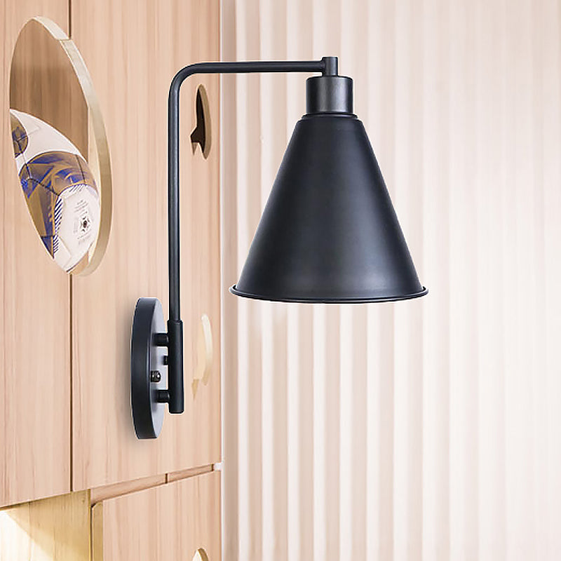 Vivolux | 1 Glühbirne Konische Wandlampe Vintage Stil Schwarz/Rost Eisen Wandmontierte Lampe mit Winkelarm für Bauernhaus