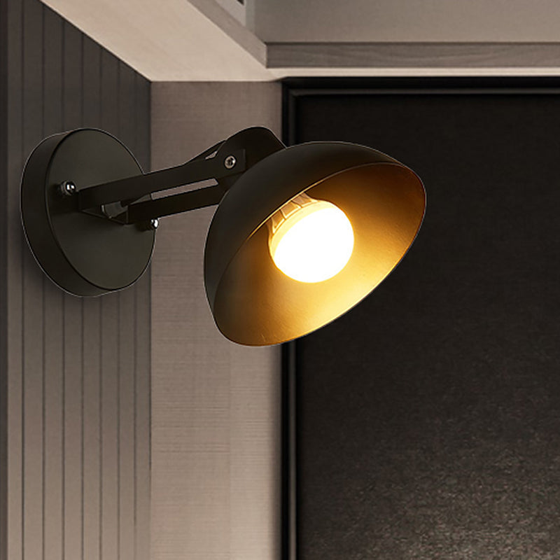 Vivolux | 1 Kopf Wandlicht Fixture mit Kuppel Shade Metall Industriellen Stil Innen Wandlampe in Schwarz
