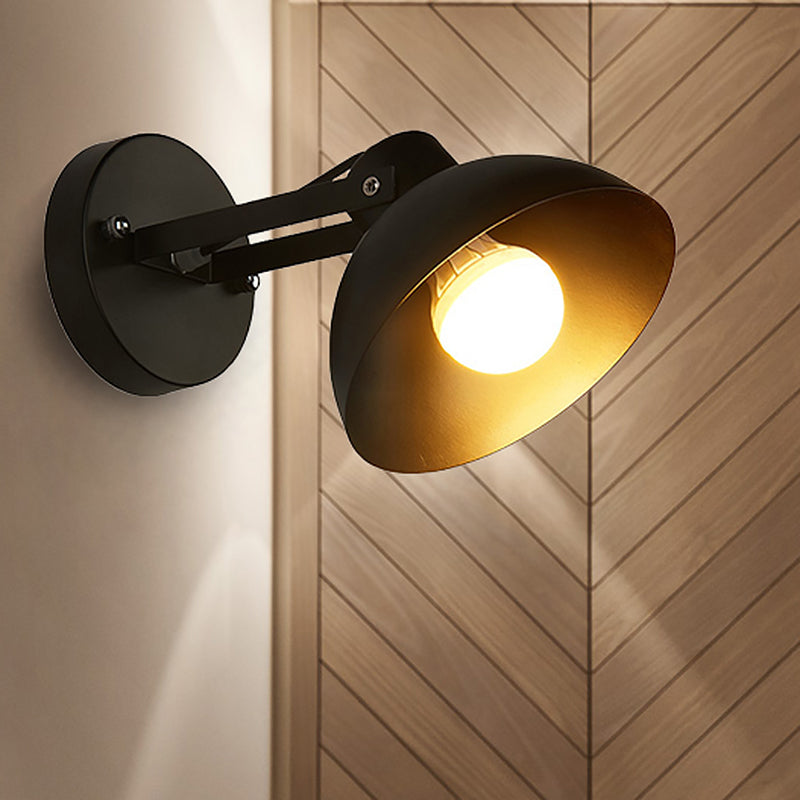 Vivolux | 1 Kopf Wandlicht Fixture mit Kuppel Shade Metall Industriellen Stil Innen Wandlampe in Schwarz