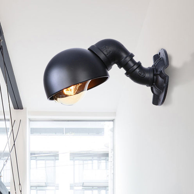 Vivolux | 1 Glühbirnen Wandleuchte mit Schüssel Metallschirm Vintage Stil Treppenwandleuchte in Schwarz