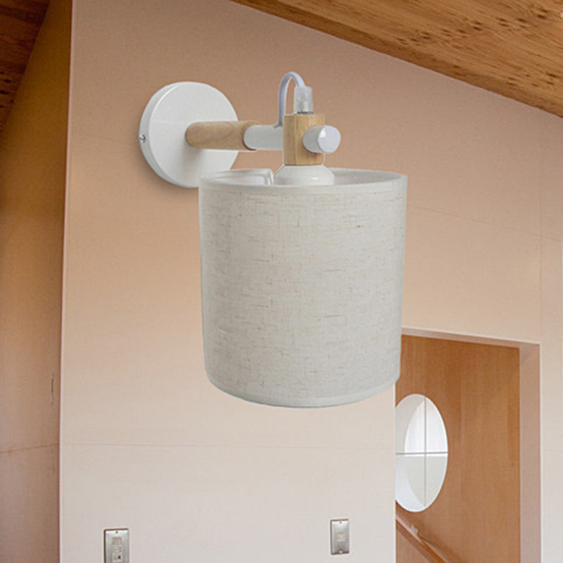 Vivolux | 1 Glühlampen-Zylinder-Wandmontage-Leuchte Einfach Stilvoll Weißer Stoff-Wandleuchte Wandbeleuchtung für Schlafzimmer