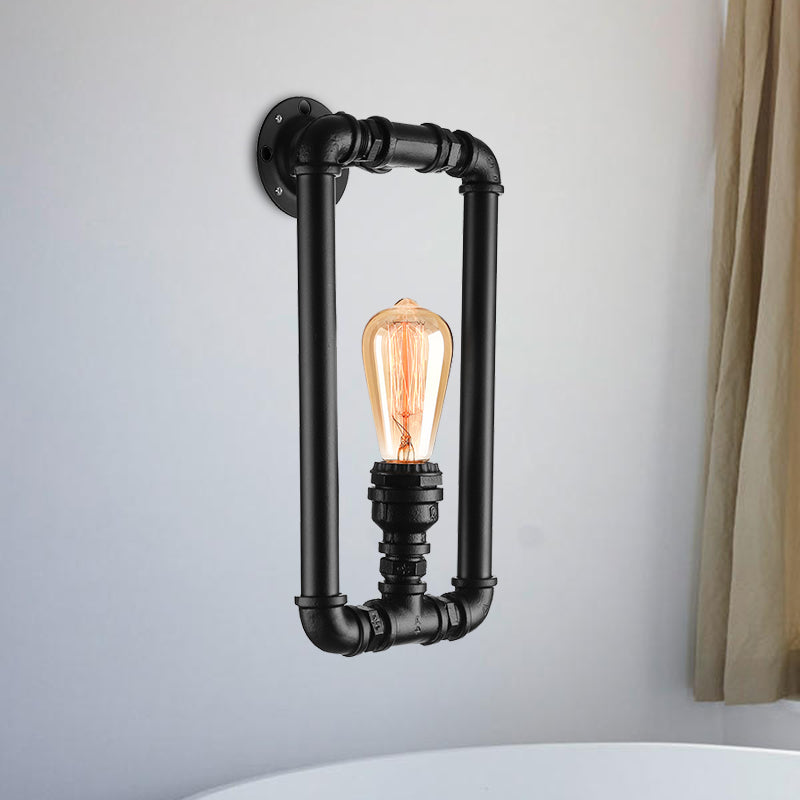 Vivolux | 1 Glühbirne Rechteckige Rohr Wandleuchte Antik Stilvolles Schwarz/Rost Eisen Wandmontierte Lampe für Schlafzimmer