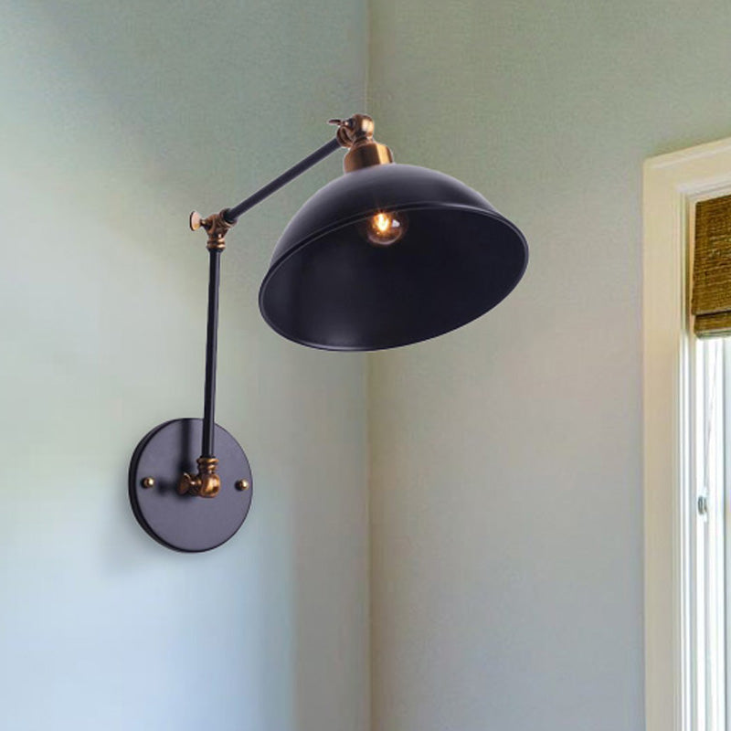 Vivolux | 1 Glühbirnen Wandleuchte Vintage Schwenkarm Metall Wandbeleuchtung mit Schalenlicht in Schwarz für Treppenhaus