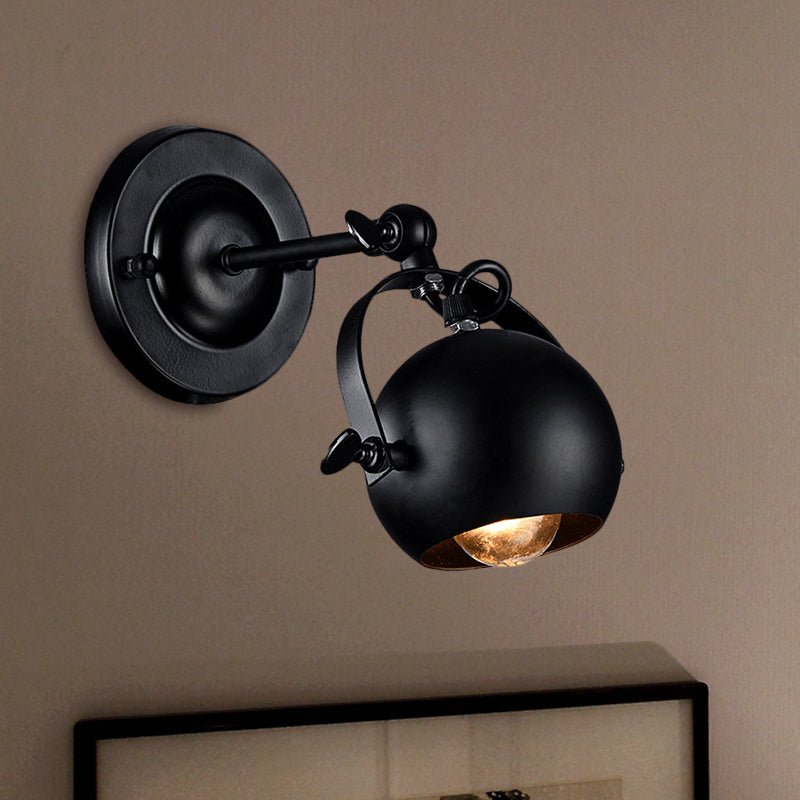 Vivolux | 1 Glühbirne Wandlampe Industrie Global Schirm Metall Verstellbare Wandleuchte in Schwarz für Restaurant