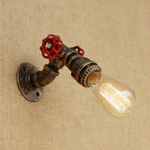Vivolux | 1 Kopf Offene Glühbirne Wandlampe Rustikal Stilvoll Bronze/Antike Messing Metall Wandlicht mit Roten Ventildekoration