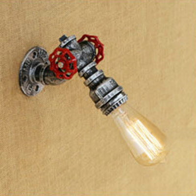 Vivolux | 1 Kopf Offene Glühbirne Wandlampe Rustikal Stilvoll Bronze/Antike Messing Metall Wandlicht mit Roten Ventildekoration