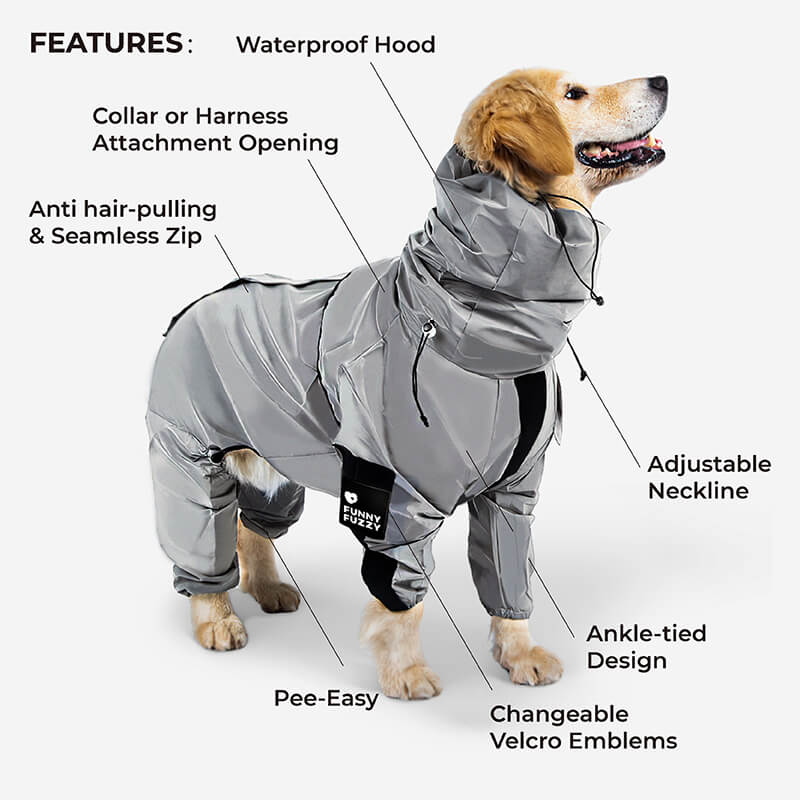 Vivolux | Reflektierender Allwetter wasserdichter cooler Hundezubehör Regenmantel