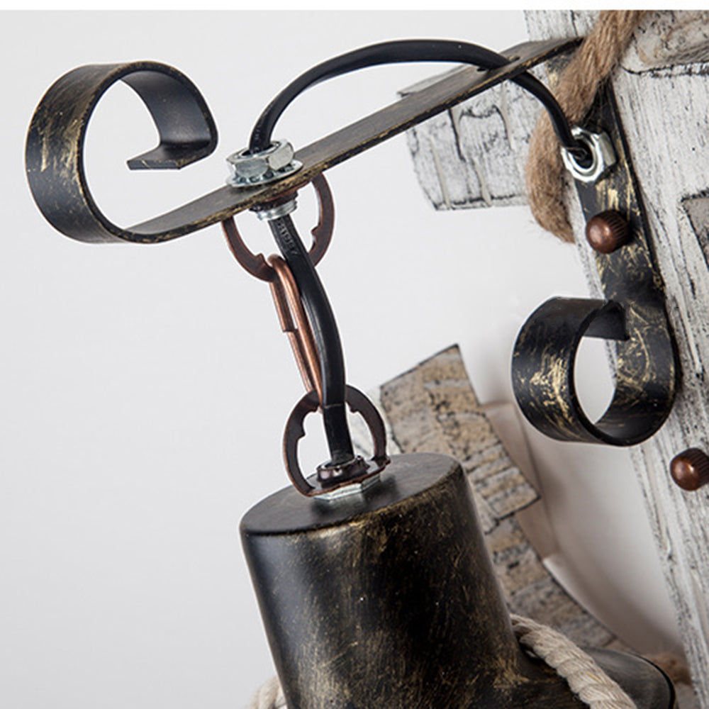 Vivolux | Vintage Anker LED Wandleuchte - Industrie Metall & Holz für Esszimmer/Wohnzimmer