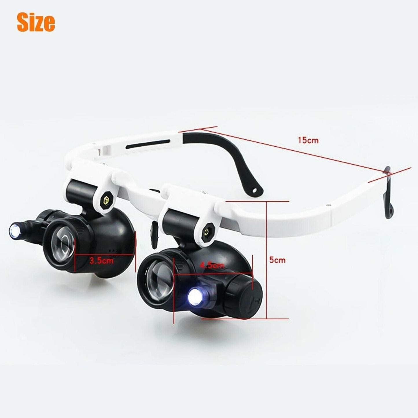 Vivolux | Stirnband Kopfvergrößerer 8 Linsen LED Licht Juwelier Brille