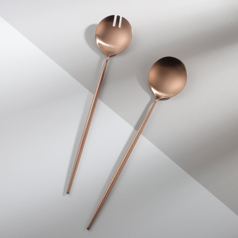 Vivolux | Rosen-Gold Salatbesteck und Servierutensilien Set