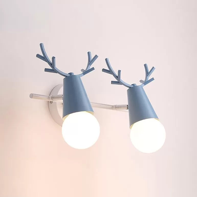 Vivolux | Süßer Cone Kinderzimmer Wandlicht Metall 1 Kopf Nordischer Stil Wandlampe mit Geweihen