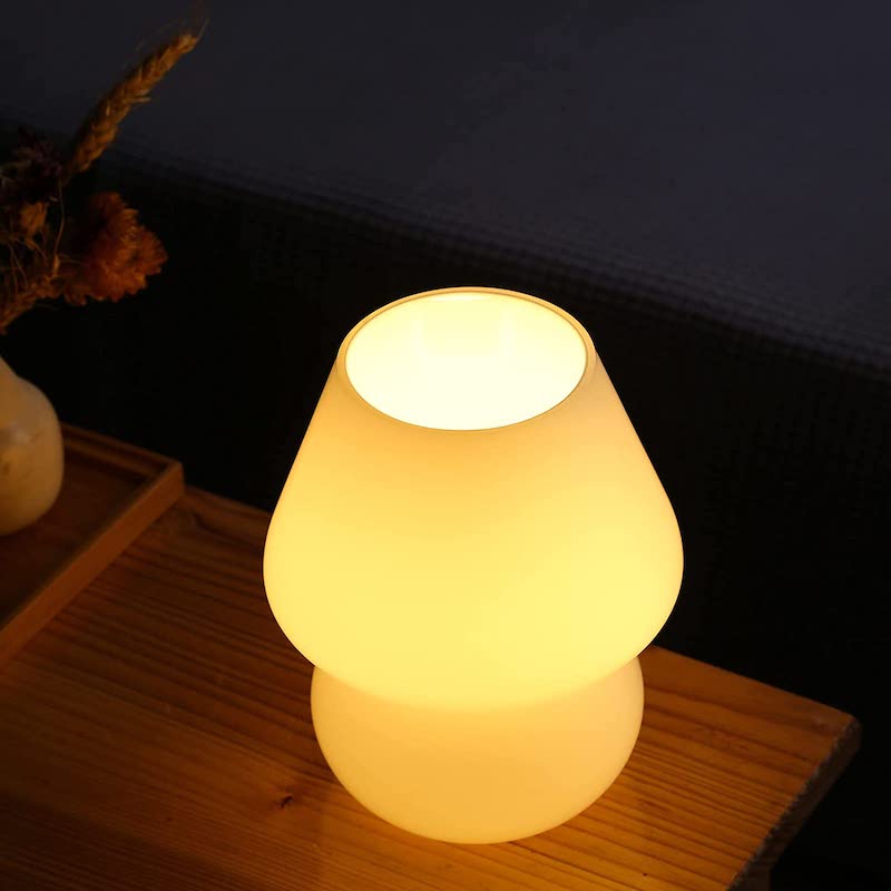 Vivolux | Pilzlampe, Glas-Pilz-Nachttischlampen Translucente Murano Vintage Stil Gestreifte Kleine Nachttisch Desklampe Wirbellicht für Wohnkultur, Esszimmer, Wohnzimmer, Schlafzimmer, Geschenk