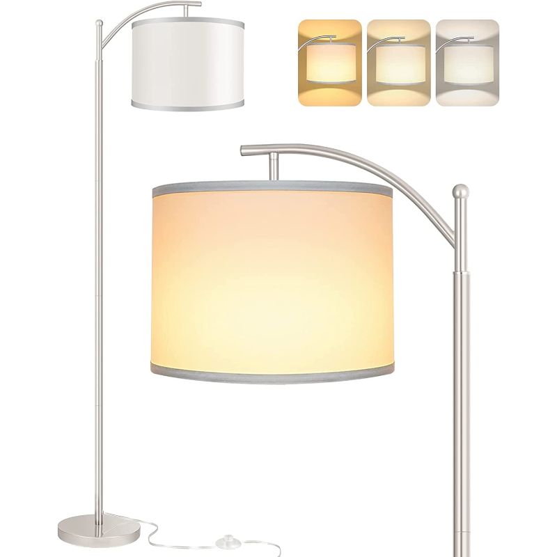 Vivolux | Stehlampe mit 3 Farbtemperaturen LED-Glühbirne, Stehlampe hohe industrielle Stehlampe Lesen für Schlafzimmer, Büro, weiße Lampenschirm enthalten