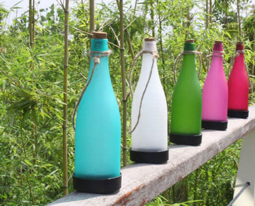 Vivolux | 5 Stück Solar Weinflasche Licht Außen Deko Plastik LED Hängeleuchte