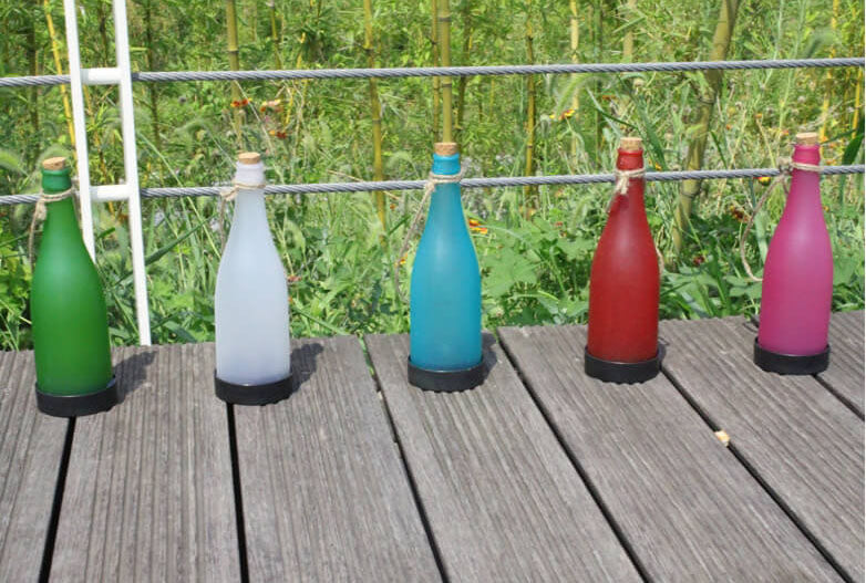 Vivolux | 5 Stück Solar Weinflasche Licht Außen Deko Plastik LED Hängeleuchte