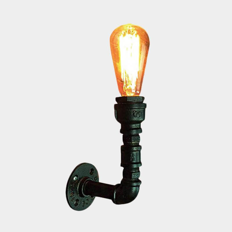 Vivolux | 1 Bulb Blote Bulb Muurverlichting Vintage Zwarte Afwerking IJzeren Wandmontage Pijplamp voor Hoek