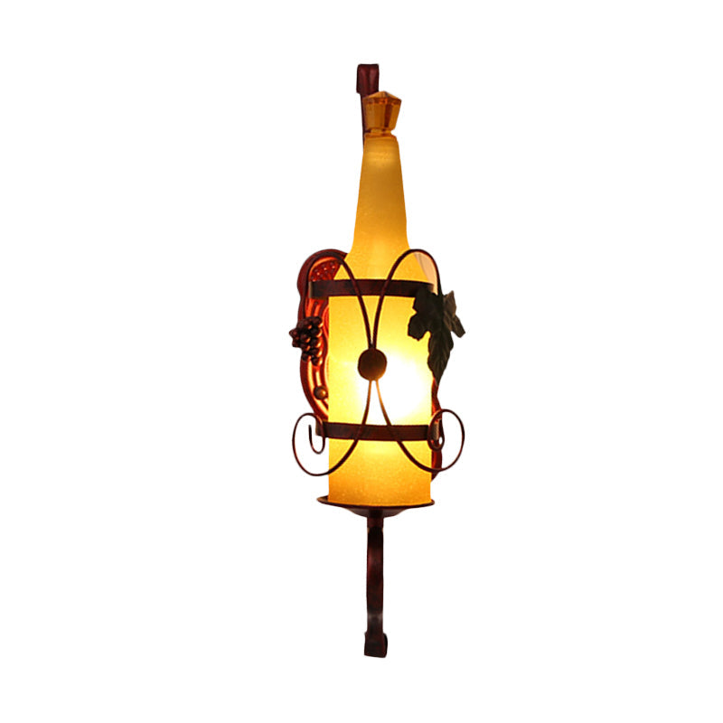 Vivolux | 1 Kopf Flasche Wandleuchte Vintage Kupfer Gelbes Glas Wandmontage Lampe Armatur mit Weinregal Design