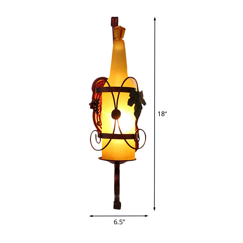 Vivolux | 1 Kopf Flasche Wandleuchte Vintage Kupfer Gelbes Glas Wandmontage Lampe Armatur mit Weinregal Design