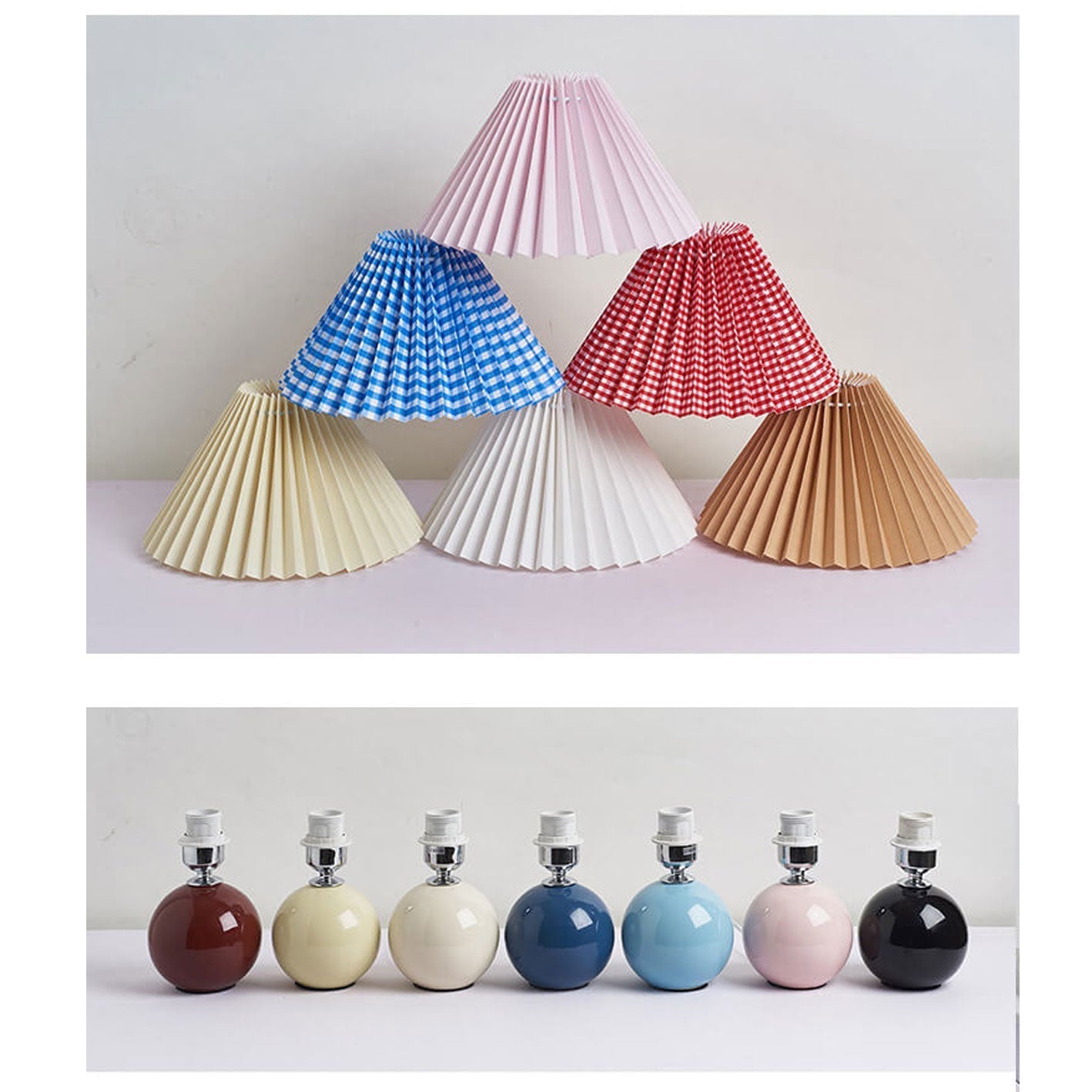 Vivolux | Nordische minimalistische 1-flammige Tischlampe aus Keramik mit Plissee