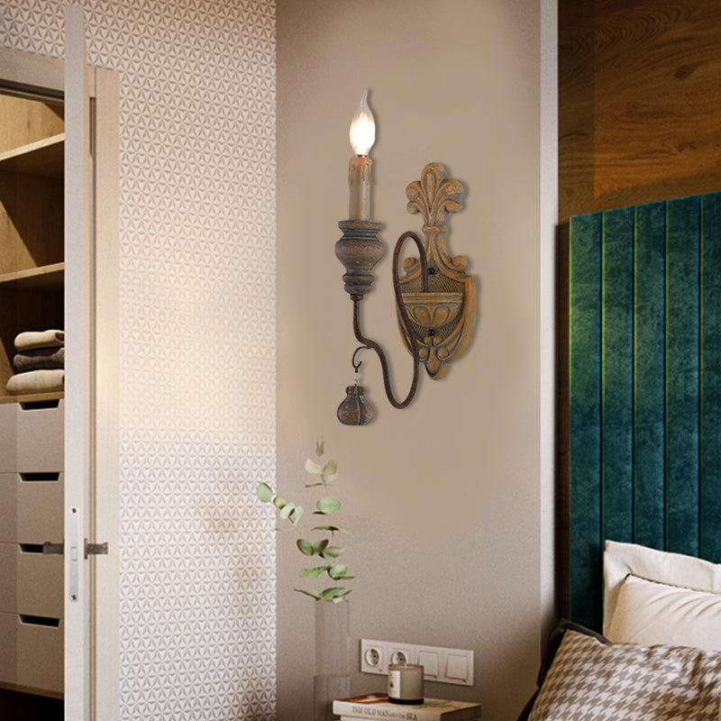 Vivolux | Verwilderte Holz gebogene Arm Wandleuchte Vintage Metall 1/2 Lichter Esszimmer Wandlampe Licht